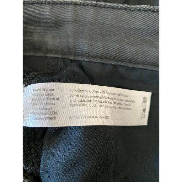Eileen Fisher Black Waxed Organic Cotton Stretch Denim Jeans - Picture 8 of 8